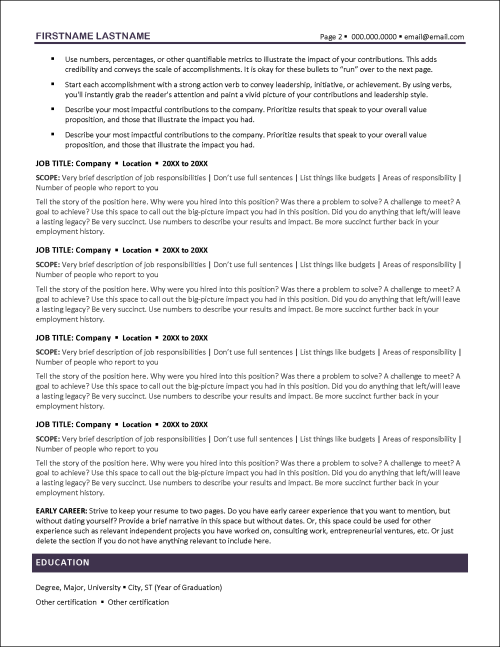 Purple Haze GP Resume Template Page 2