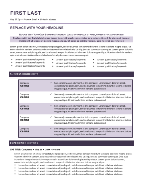 Purple Haze Resume Template Page 1