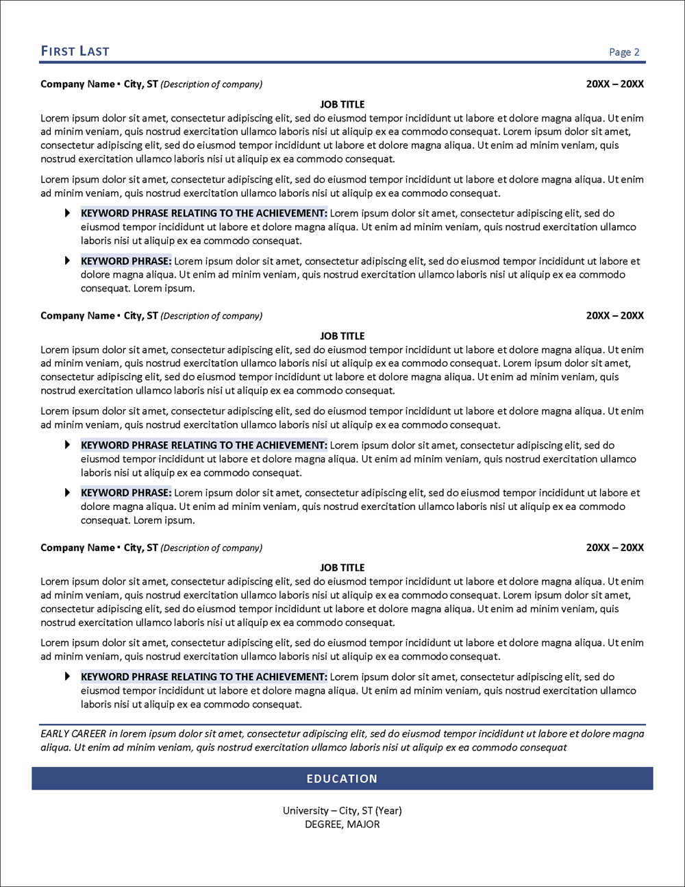 Midnight Vista Powerful Resume Template Page 2