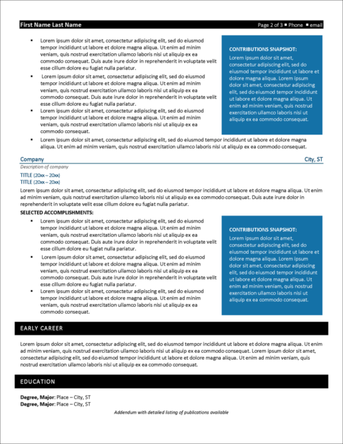 Science Resume Template Page 2