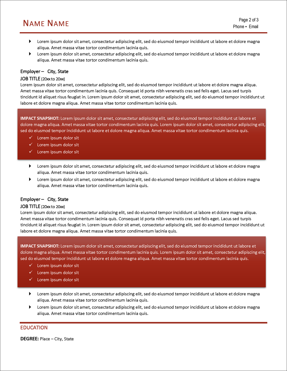 Maroontastic Bold Resume Template Page 2
