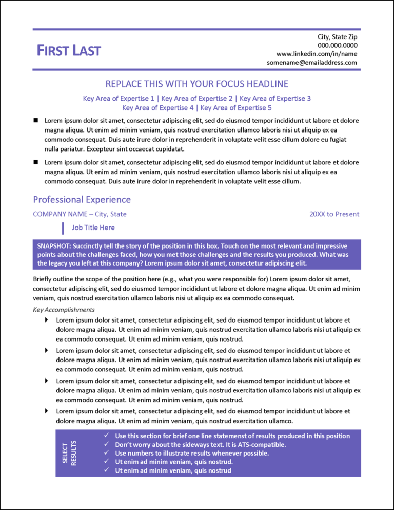 Rising Star Resume Template Rising Star Results-Focused Resume Template Page 1