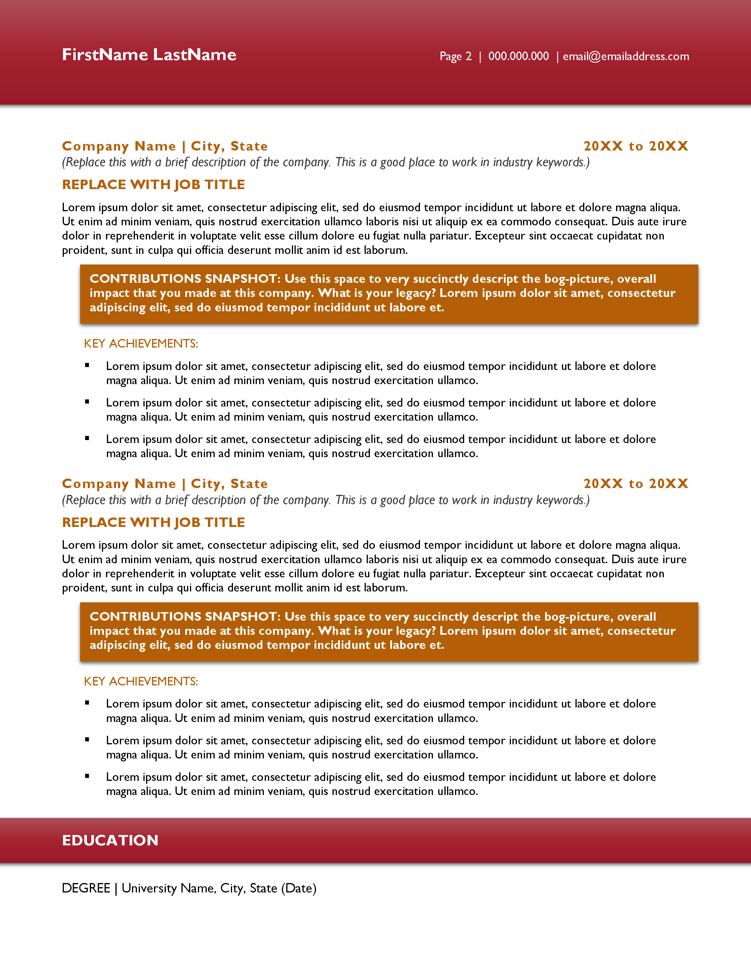Colorful Resume Template for Word with an Updated, Modern Style