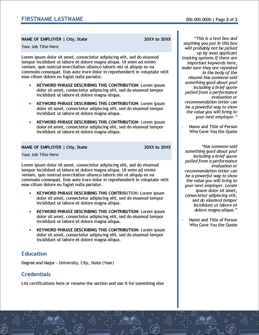 Secondary Education Edge High School Teacher Resume Template Page 2