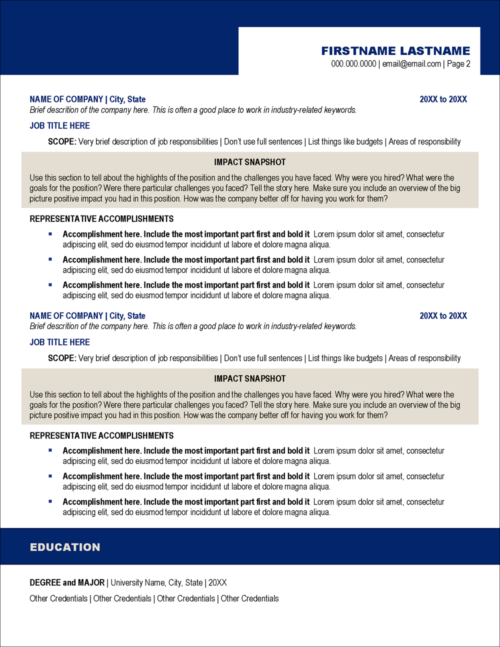 Success Quest Resume Template Page 2