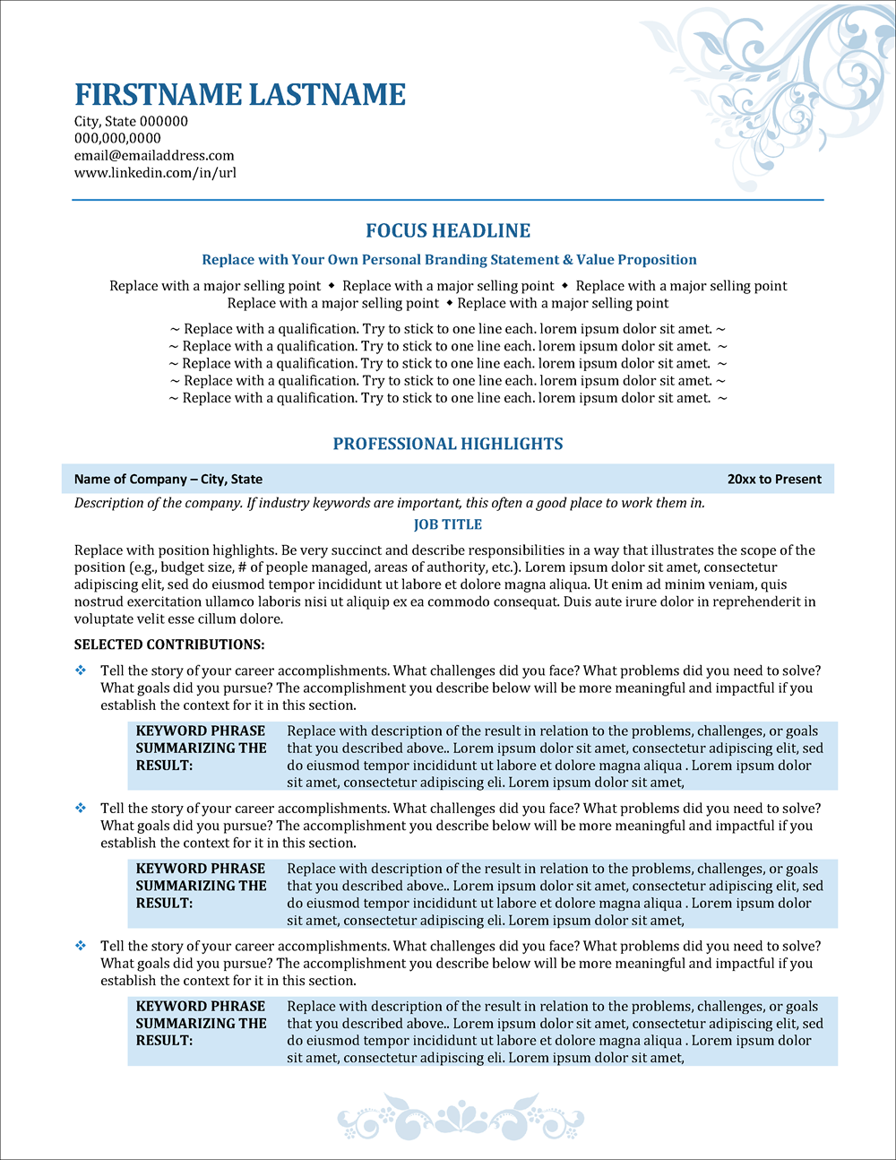 Elegant Resume Template Page 1