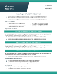 Resume Template for Tradespeople