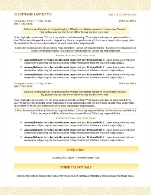 Traditional Resume Template Page 2