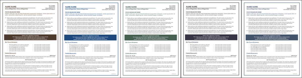 Trendsetter Consulting Resume Template Color Options