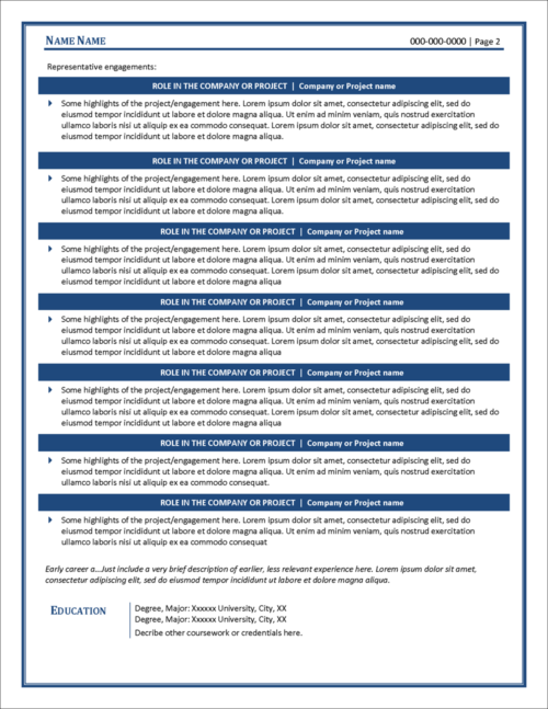 Consultant Resume Template Page 2