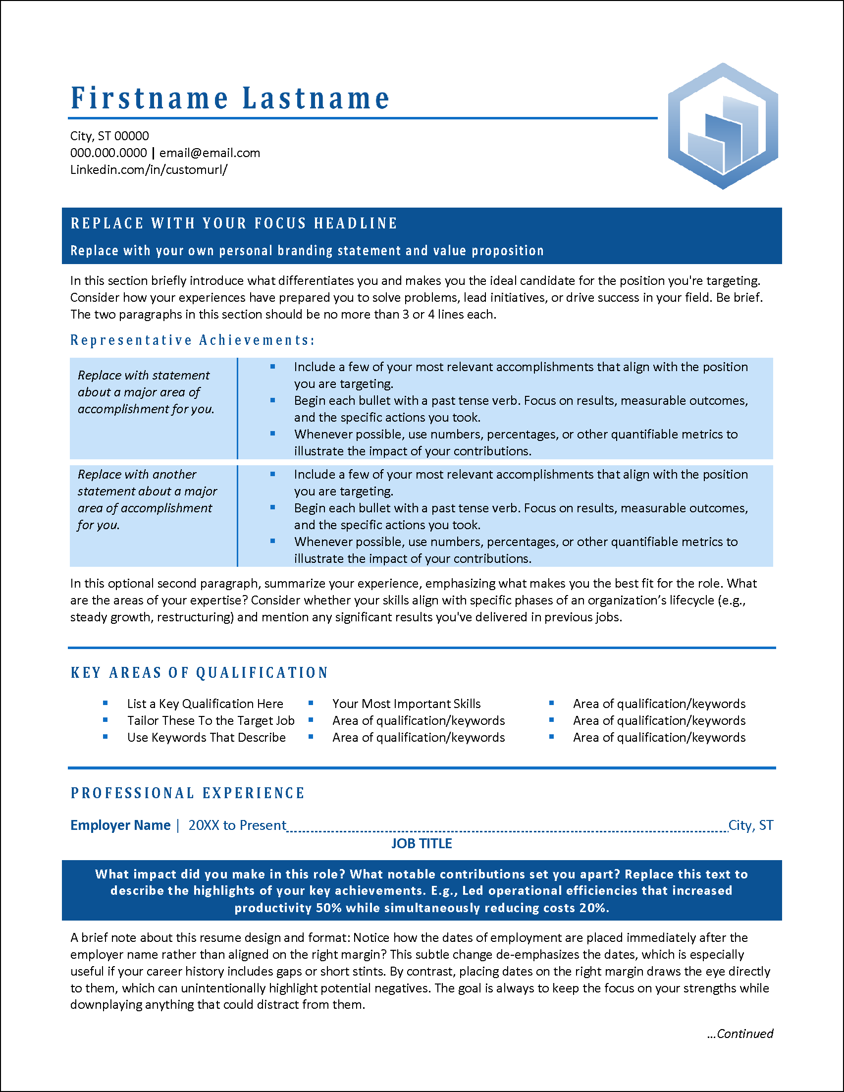 Upward Bound Resume Template Page 1