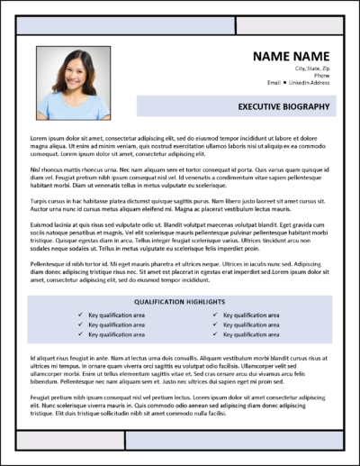 Creating Resume Headers 20 Example - Windowpanes Biography Template 400x517 