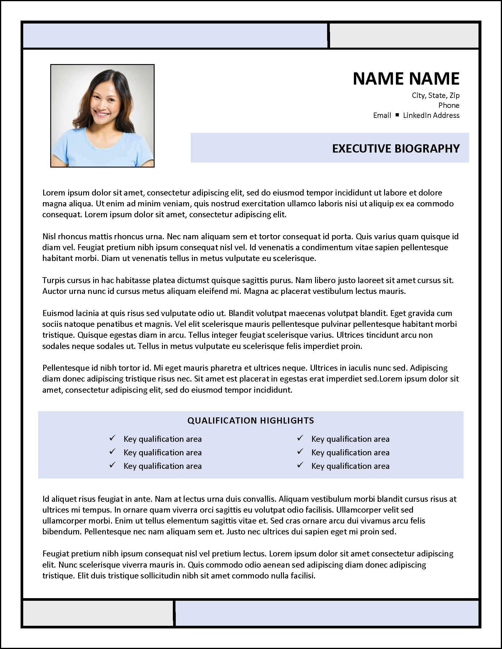 Modern biography template designed to match our ATS friendly resume template