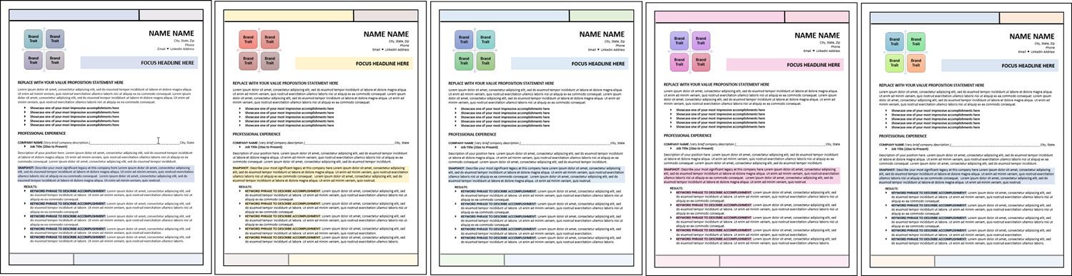 Windowpanes Resume Template Color Choices