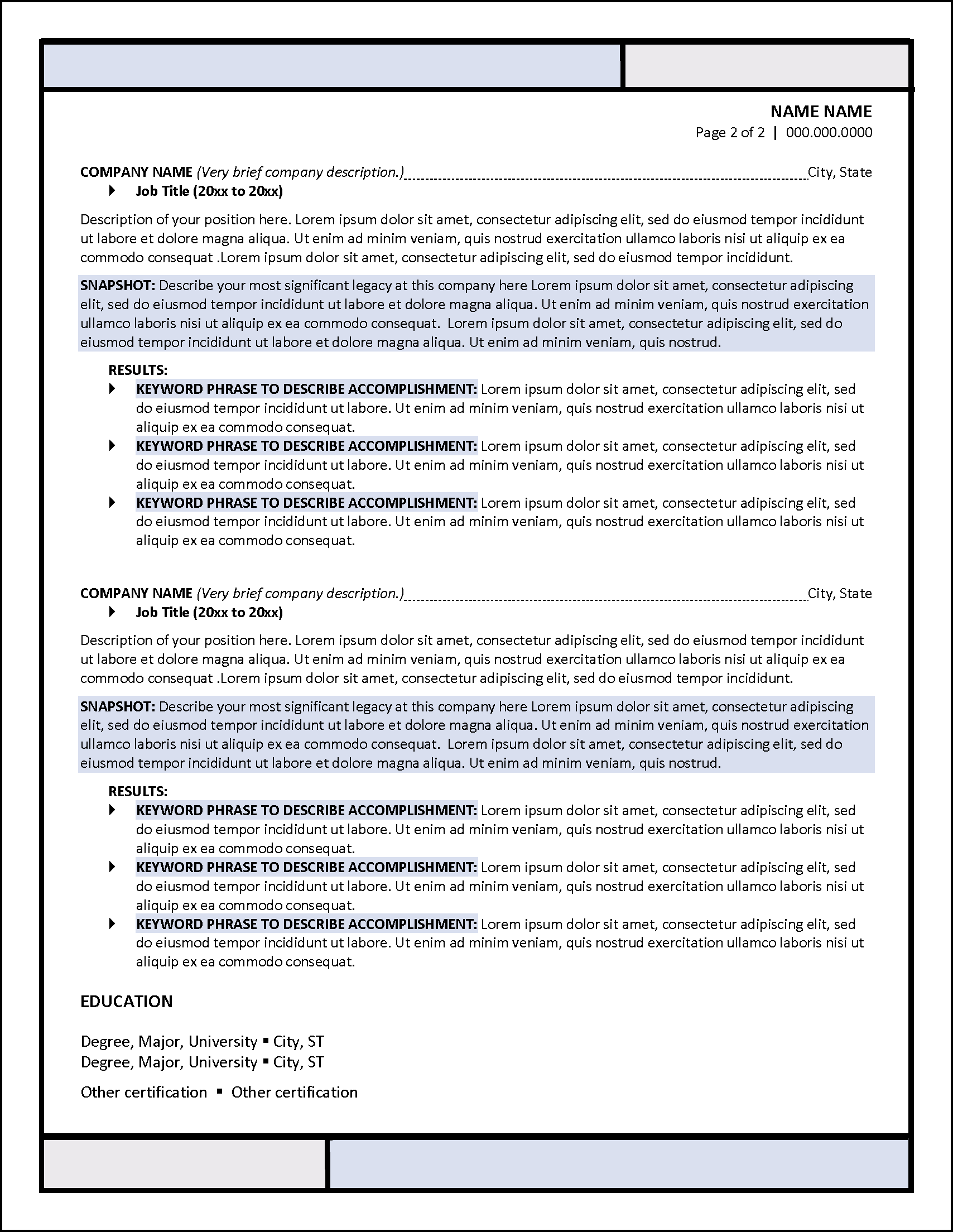 ATS-Compliant Resume Template Page 2