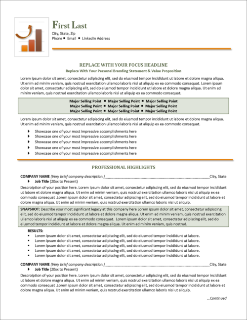Career Booster Flexible & Easy-to-Use Accomplishments-Focused Resume Template Page 1