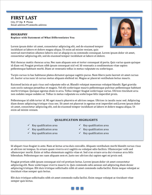 Career Propellant Student Biography Template