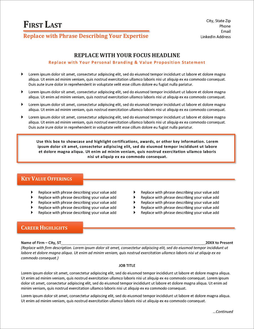 Consultant Resume Template Page 1