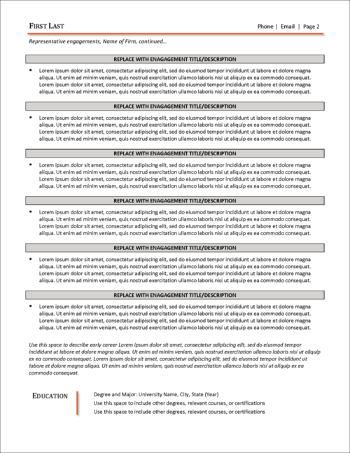 Consultant Resume Template Page 2