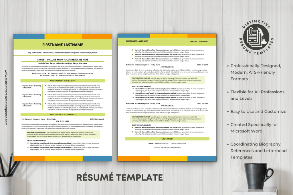 Contemporary Resume Template for Professionals & Executives