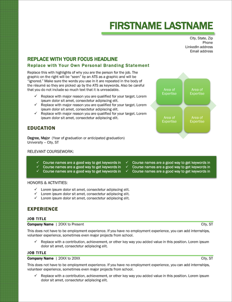 Fresh Start Resume Template for Graduating Students