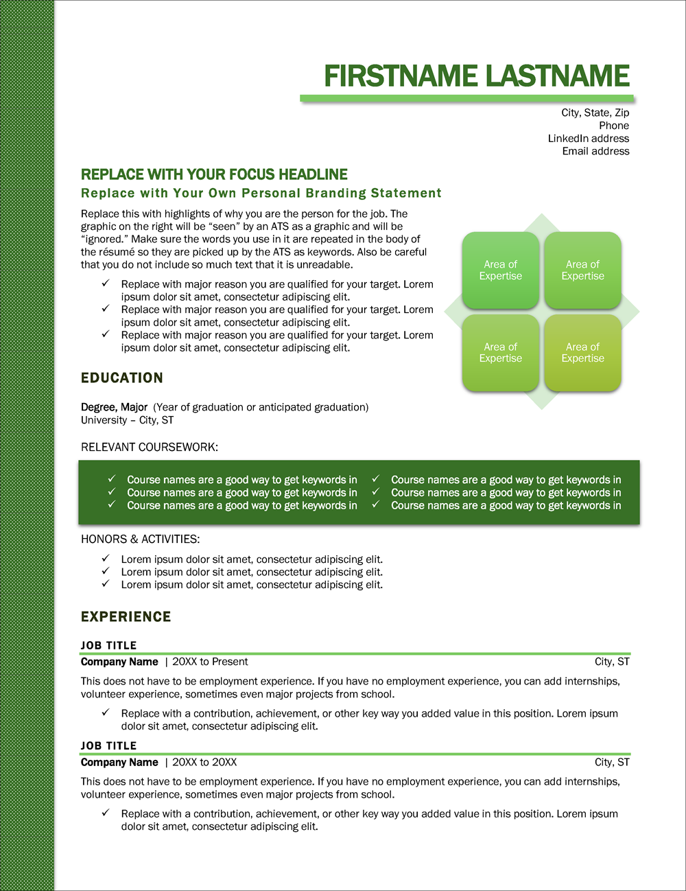 Resume Template for Graduating Students