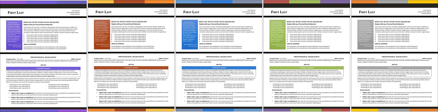 modern resume template color choices