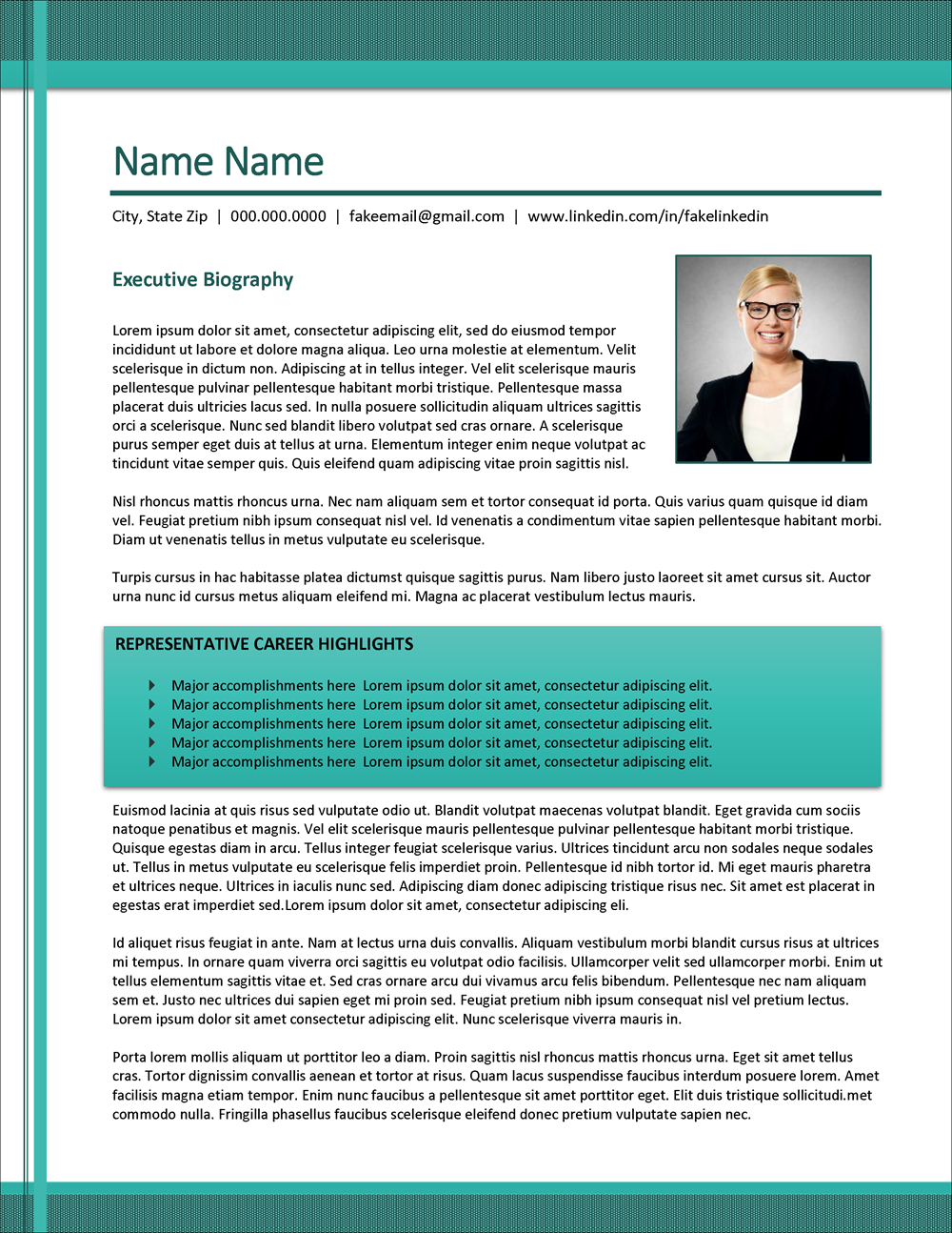 Adaptable Biography Template