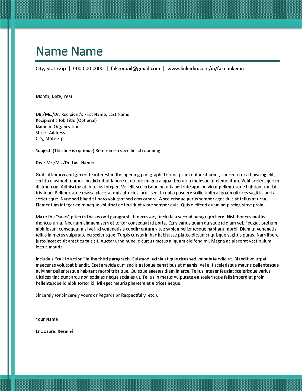Adaptable Cover Letter Template