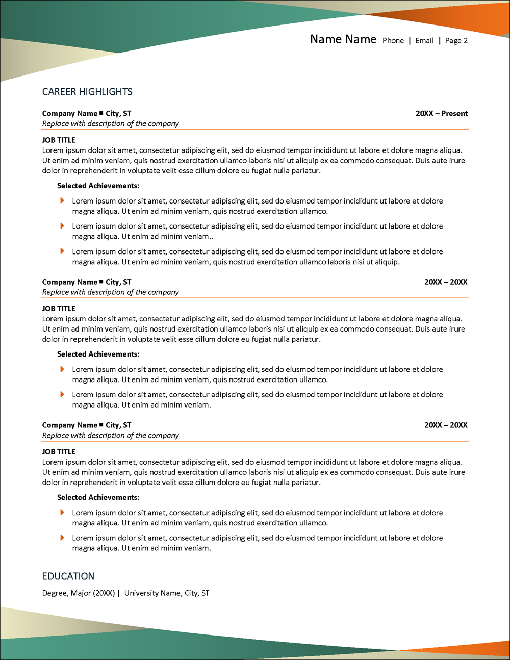 Functional Resume Template Page 2