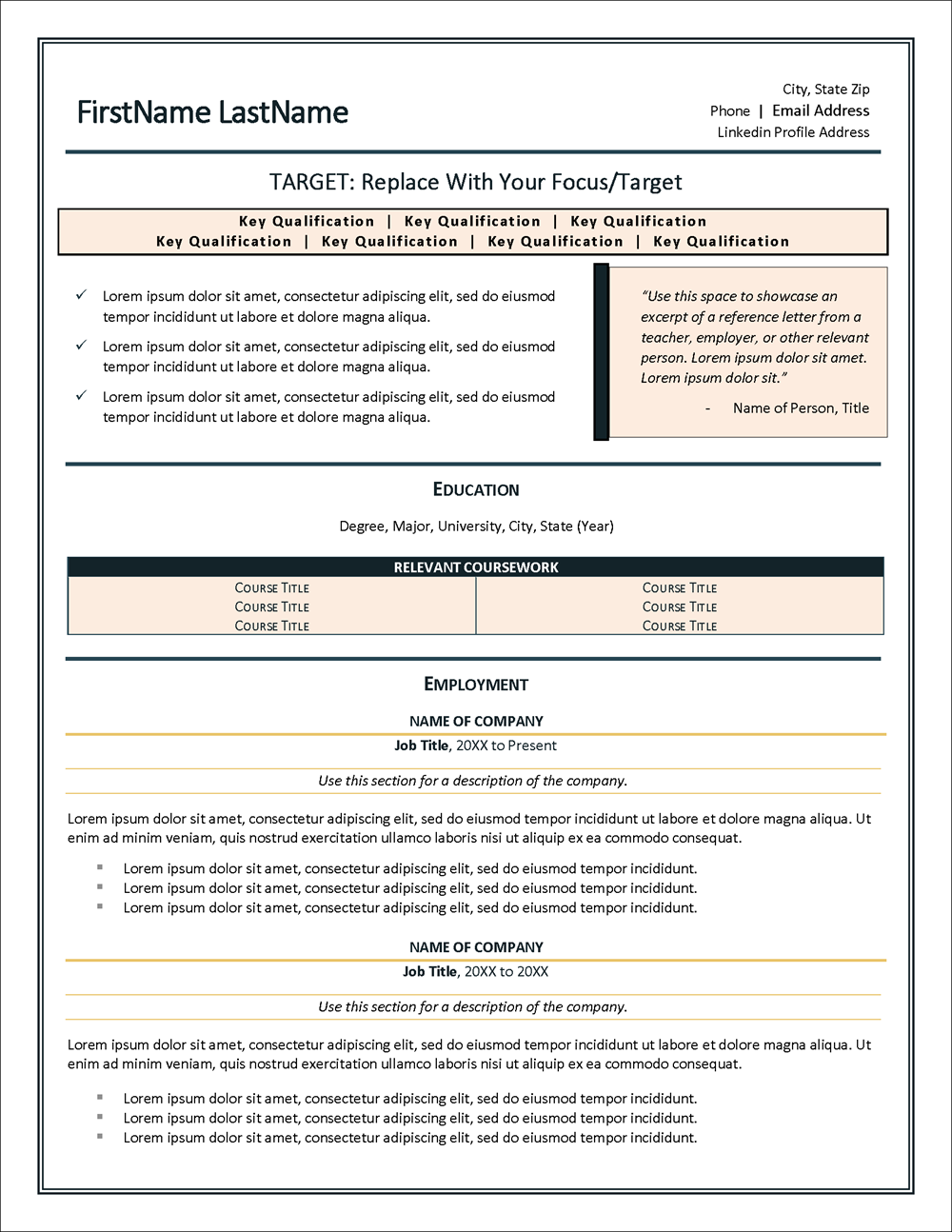 Resume Template for Recent Graduate