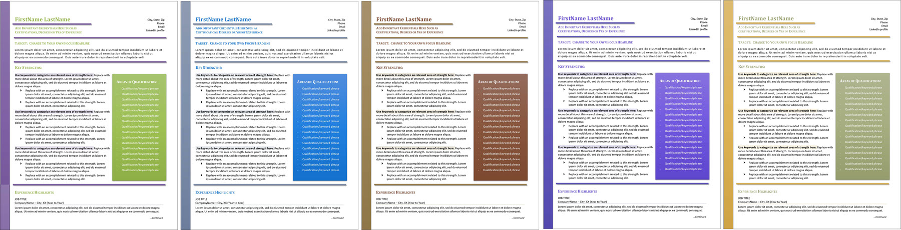 resume template for changing careers color options