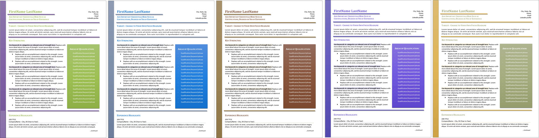 resume template for changing careers color options