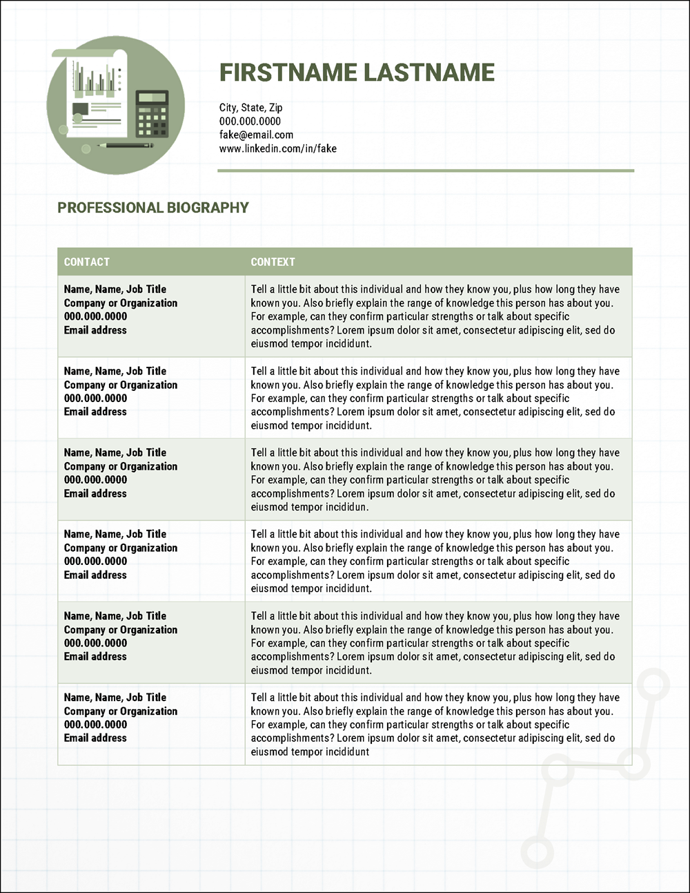 Accounting References Template