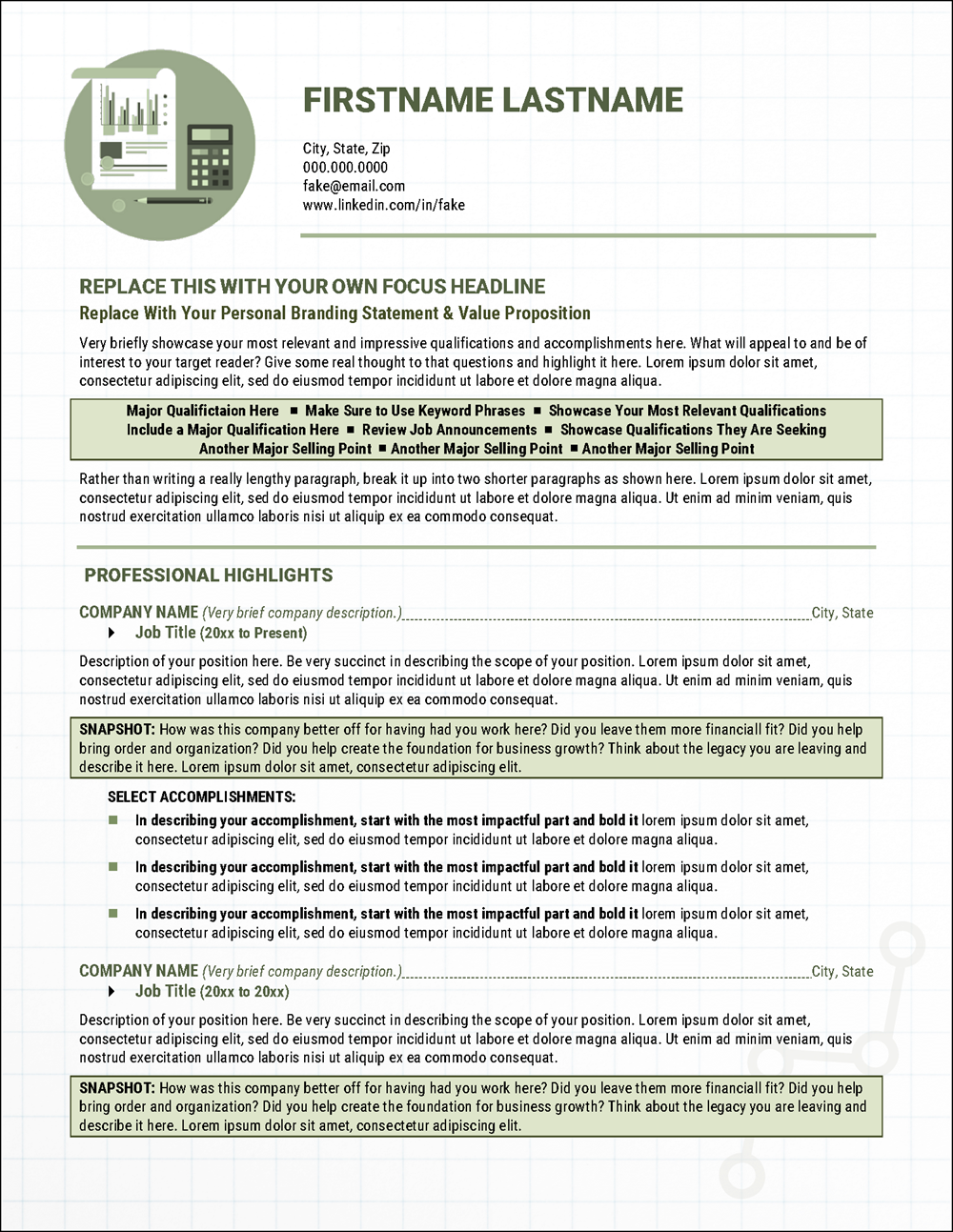 Accounting Resume Template Page 1