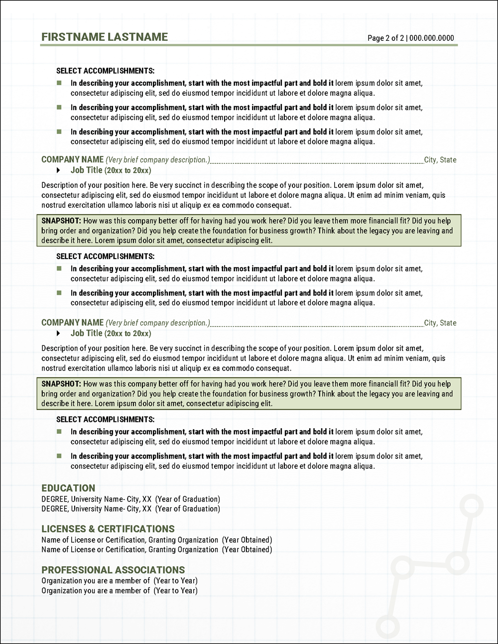 Accounting Resume Template Page 2