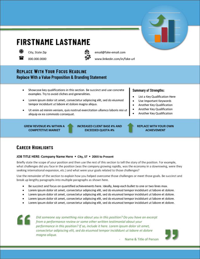 Resume Template for Sales Professionals Page 1
