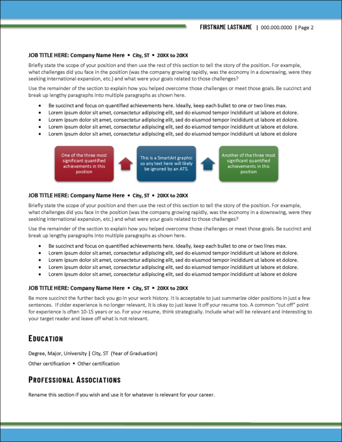 Resume Template for Sales Professionals Page 2