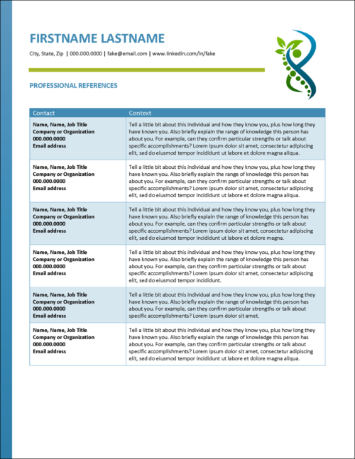 Nursing References Template