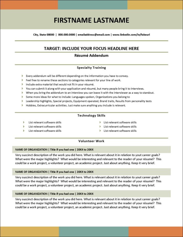 Resume Addendum Template for Writing a Resume Addendum With No Experience