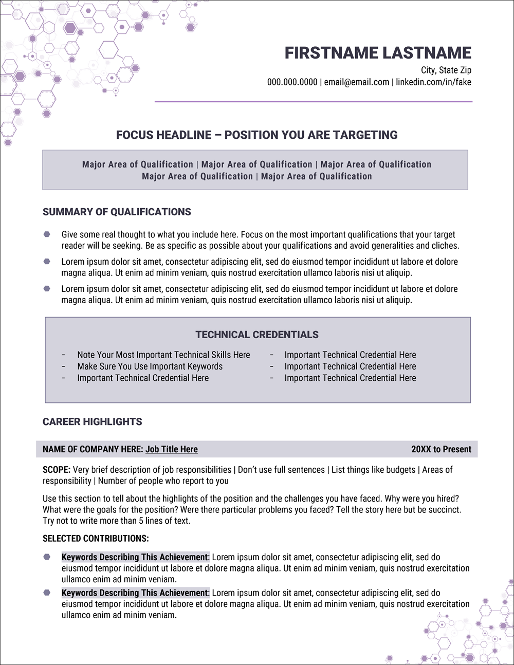 Resume Template for Technical Jobs Page 1