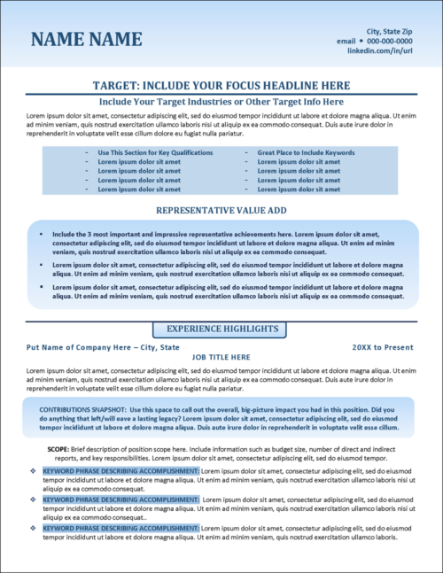 Popular Format Resume Template Page 1