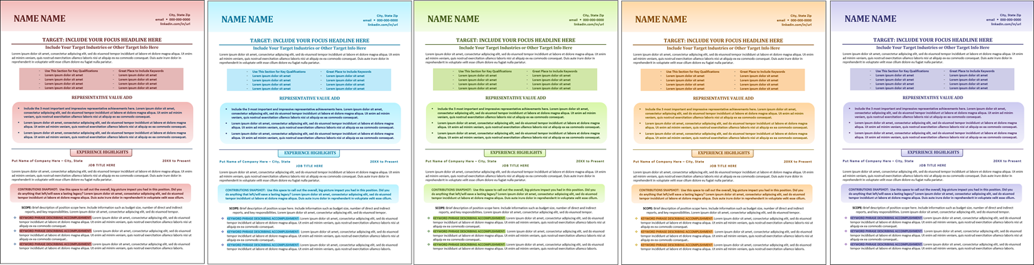 popular format resume template color options