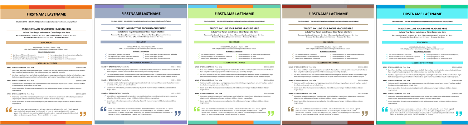 template for writing a resume with no experience color choices