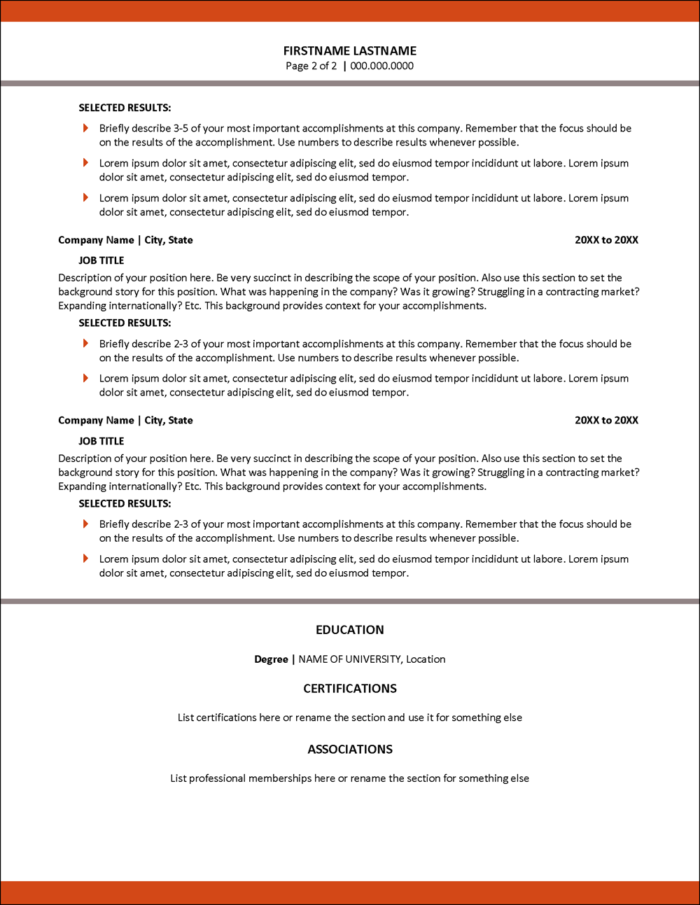 Achievements-Filled Resume Template Page 2