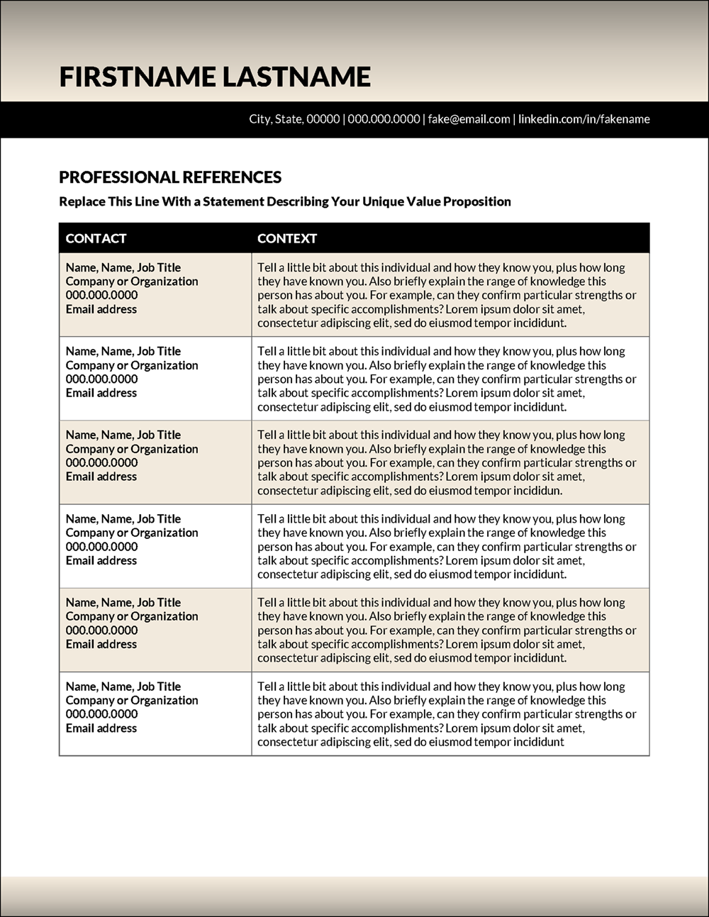 Quality References Template