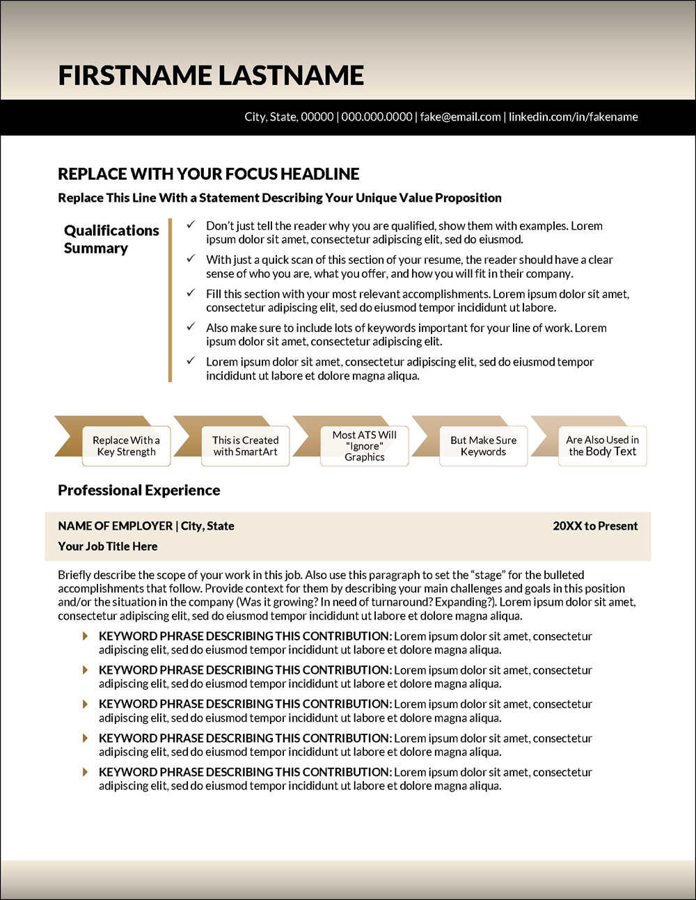 Quality Resume Template Page 1