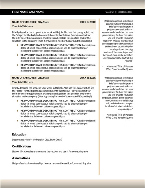 Quality Resume Template Page 2
