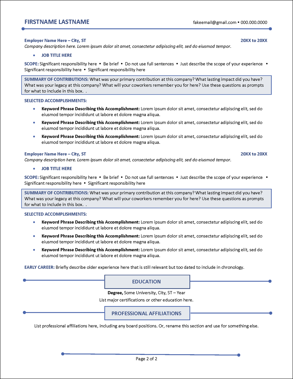 Minimalist Resume Template Page 2