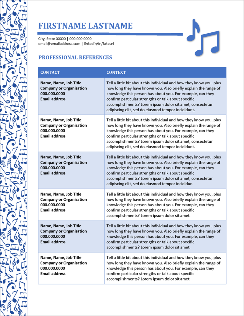 Attention Getting Musician Resume - Musical Edge References 800x1034 